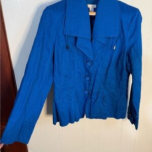 Chico’s Blue Nautical Style Linen Blend Jacket